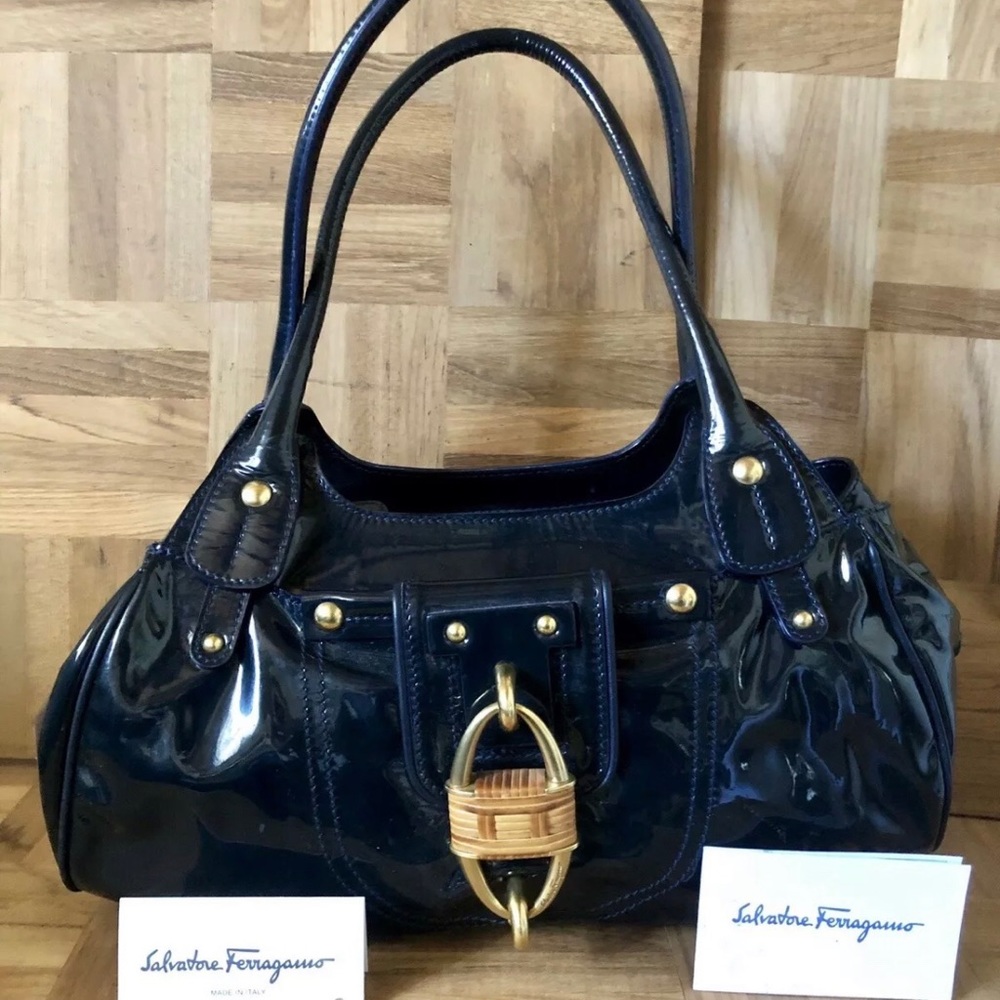 SALVATORE FERRAGAMO midnight blue beautiful purse